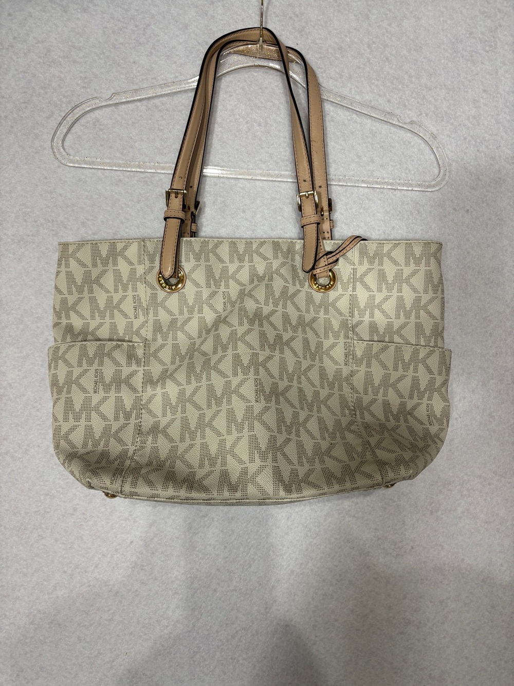 Michael Kors Tan and Cream MK Logo Tote